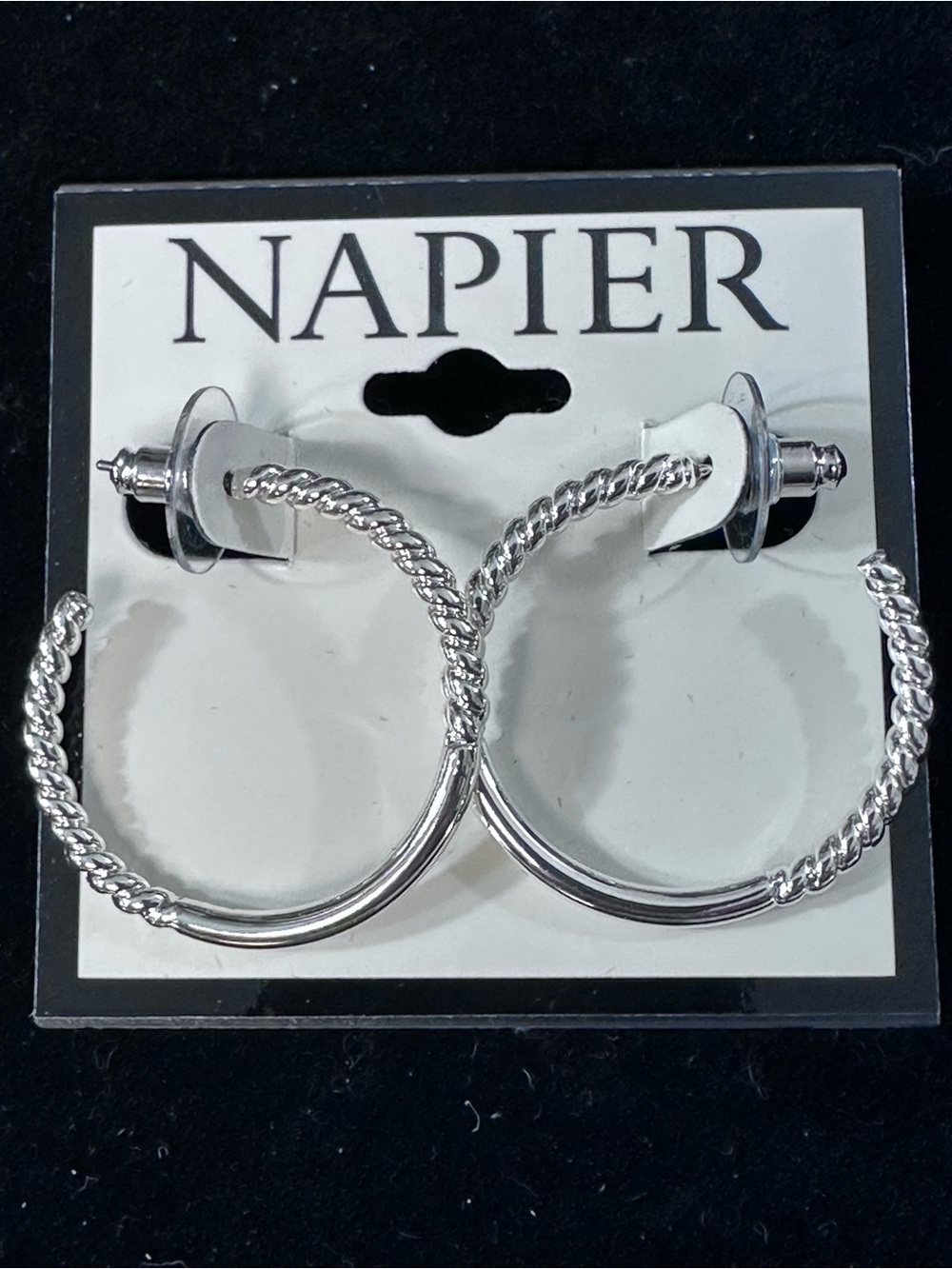 Napier Silver-Tone Twisted Pierced Hoop Earrings